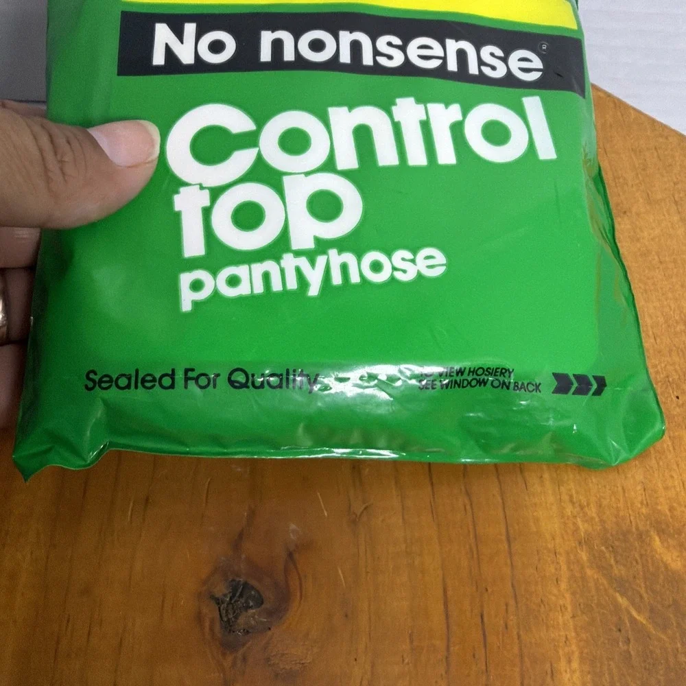 Vintage No Nonsense Control Top Pantyhose‎ Queen 1 Off Black Sandalfoot Sealed